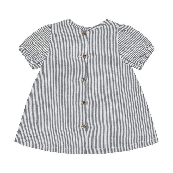 HUTTEliHUT Dress SS YD Stripe Kjole - Bering Sea for barn - Brobrobrille