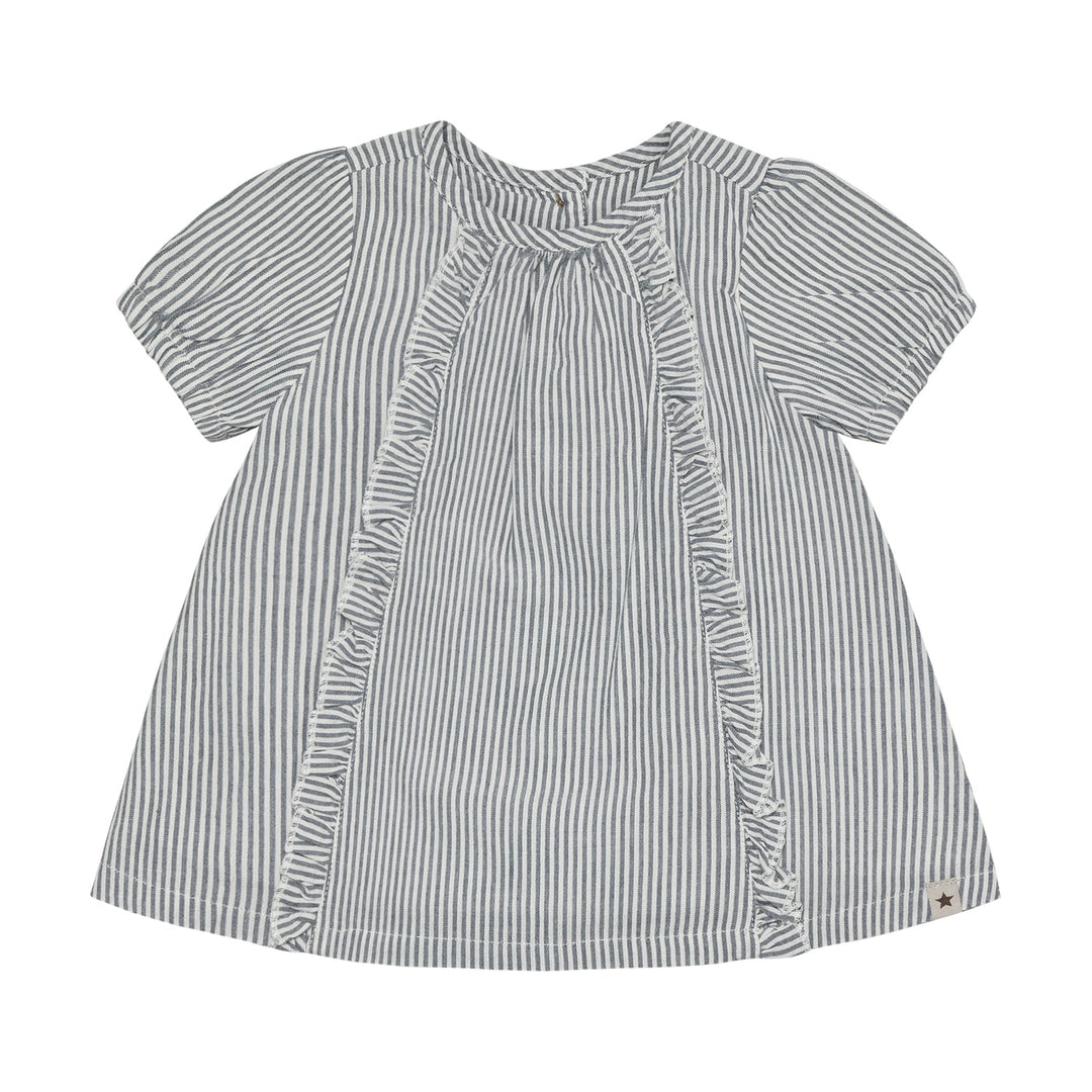 HUTTEliHUT Dress SS YD Stripe Kjole - Bering Sea for barn - Brobrobrille