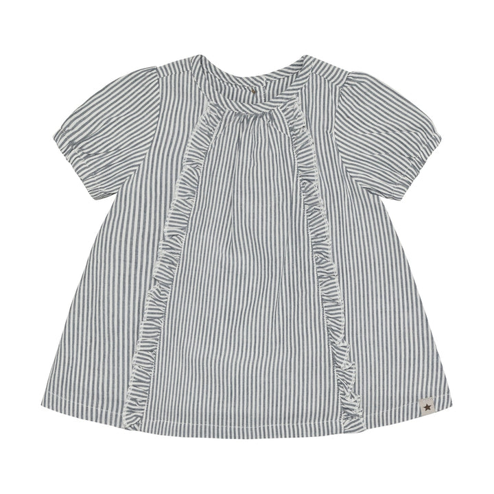 HUTTEliHUT Dress SS YD Stripe Kjole - Bering Sea for barn - Brobrobrille