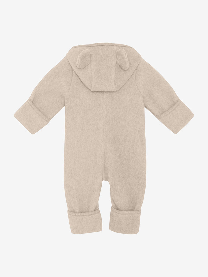 HUTTEliHUT Pramdress i bomullsfleece med bjørneører - Camel Melange for barn - Brobrobrille