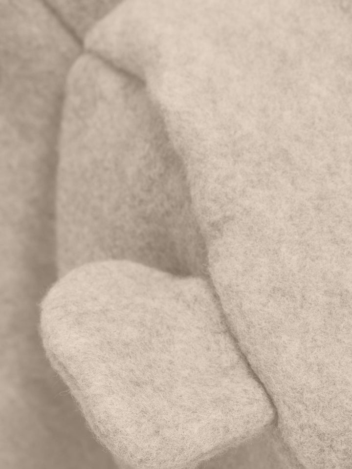 HUTTEliHUT Pramdress i bomullsfleece med bjørneører - Camel Melange for barn - Brobrobrille