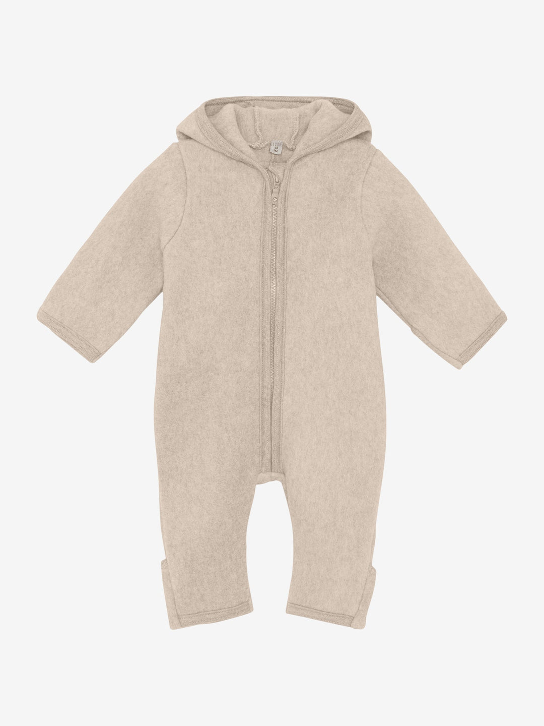 HUTTEliHUT Pramdress i bomullsfleece med bjørneører - Camel Melange for barn - Brobrobrille