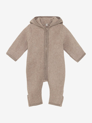 HUTTEliHUT Pramdress i bomullsfleece med bjørneører - Savannah Melange for barn - Brobrobrille