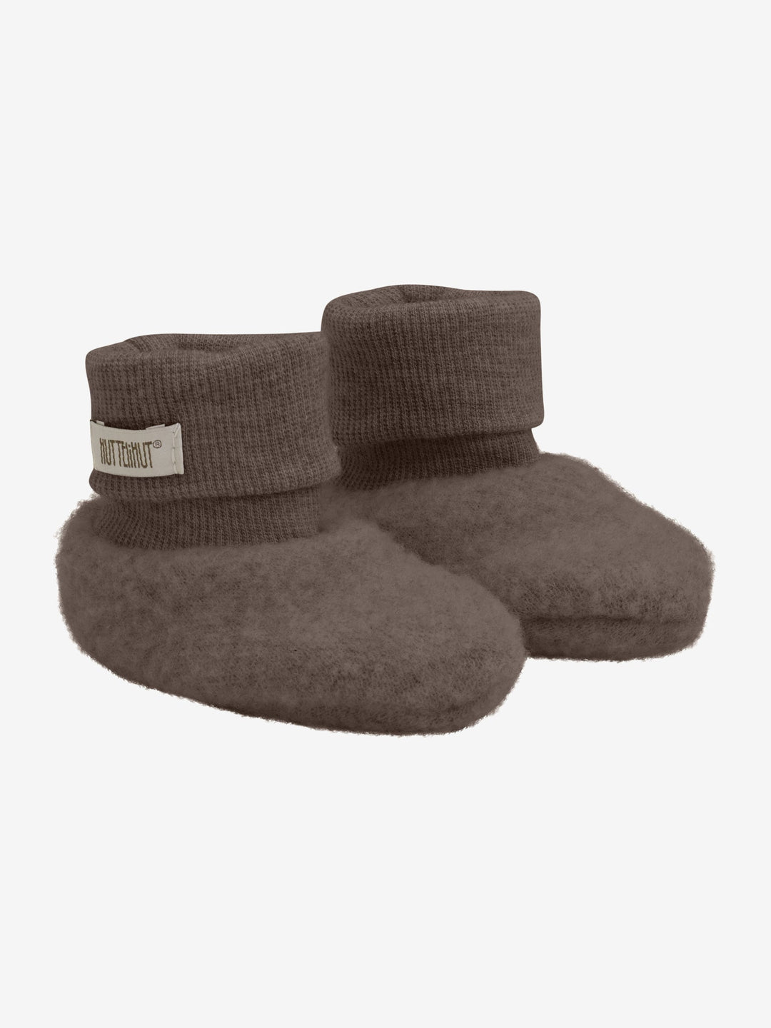 HUTTEliHUT Tøfler i ullfleece 2 - lags – Brun Melange for barn - Brobrobrille