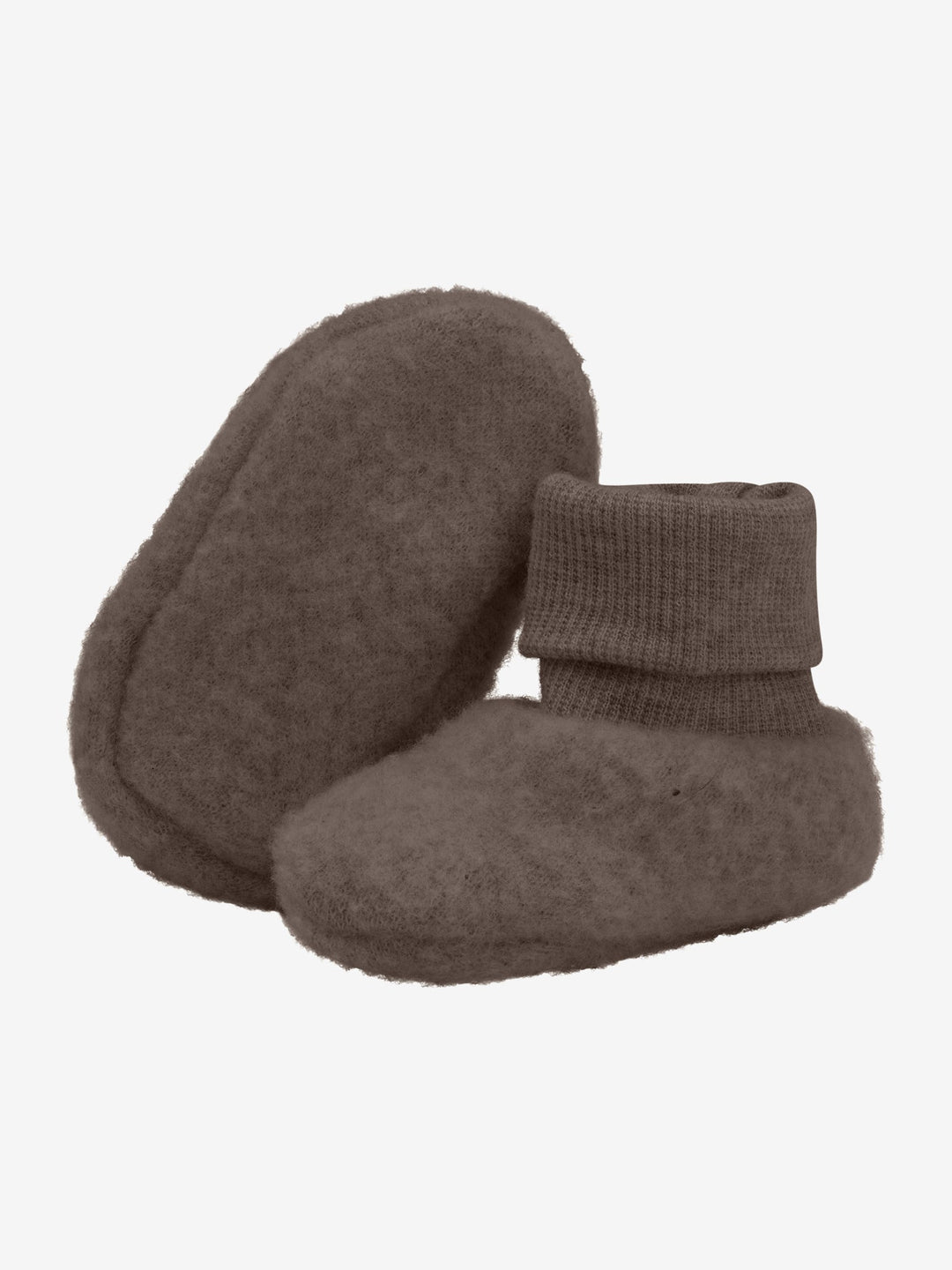 HUTTEliHUT Tøfler i ullfleece 2 - lags – Brun Melange for barn - Brobrobrille