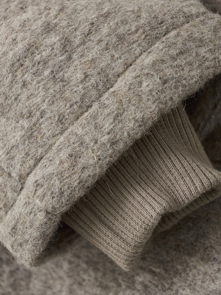 HUTTEliHUT Ullkåpe med Hette og Fôr – Camel Melange for barn - Brobrobrille