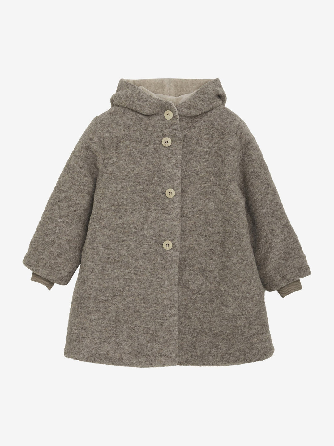 HUTTEliHUT Ullkåpe med Hette og Fôr – Camel Melange for barn - Brobrobrille