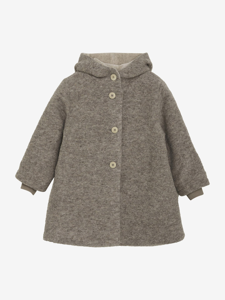 HUTTEliHUT Ullkåpe med Hette og Fôr – Camel Melange for barn - Brobrobrille