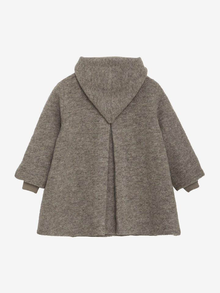 HUTTEliHUT Ullkåpe med Hette og Fôr – Camel Melange for barn - Brobrobrille