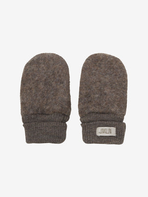 HUTTEliHUT Votter i ullfleece 2 - lags – Brun Melange for barn - Brobrobrille