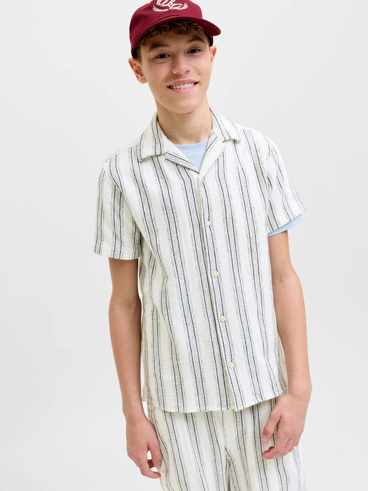 Jack & Jones JR Coba Stripete Resortskjorte - Cloud Dancer for barn - Brobrobrille