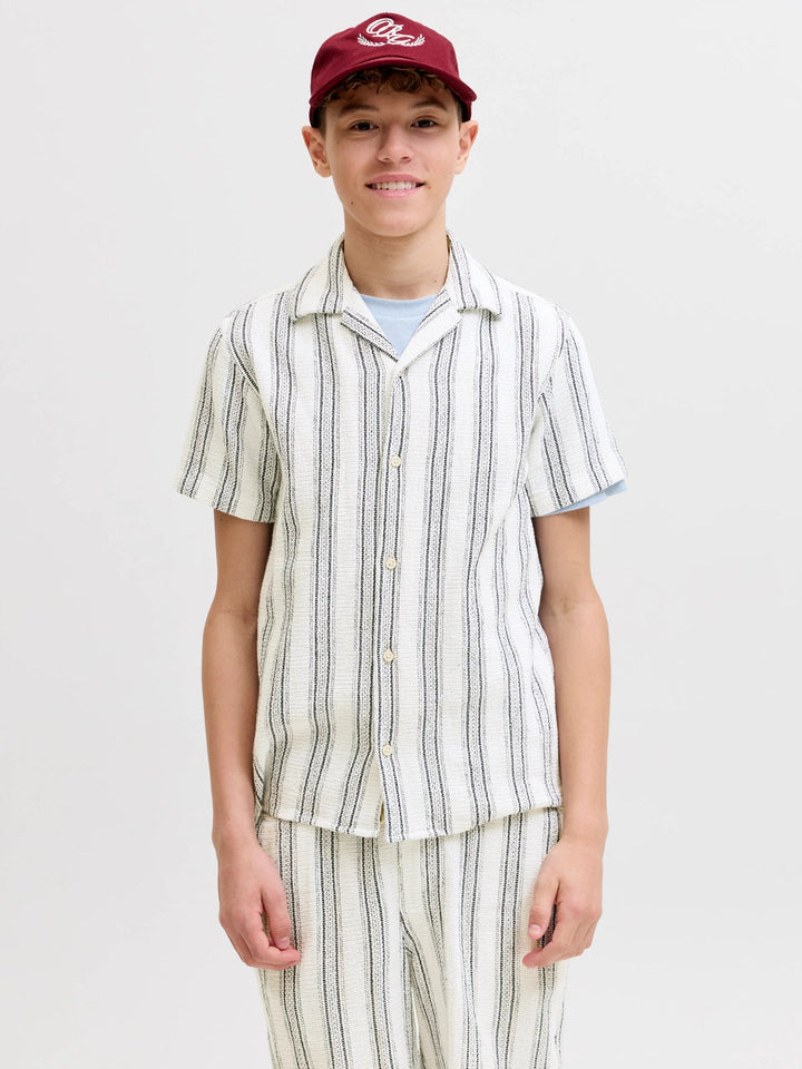 Jack & Jones JR Coba Stripete Resortskjorte - Cloud Dancer for barn - Brobrobrille
