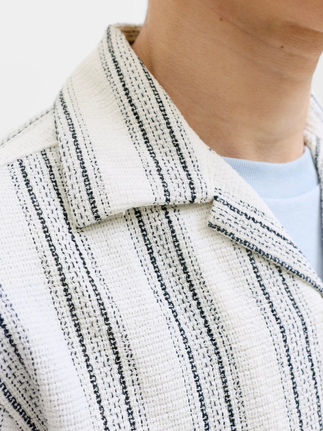Jack & Jones JR Coba Stripete Resortskjorte - Cloud Dancer for barn - Brobrobrille