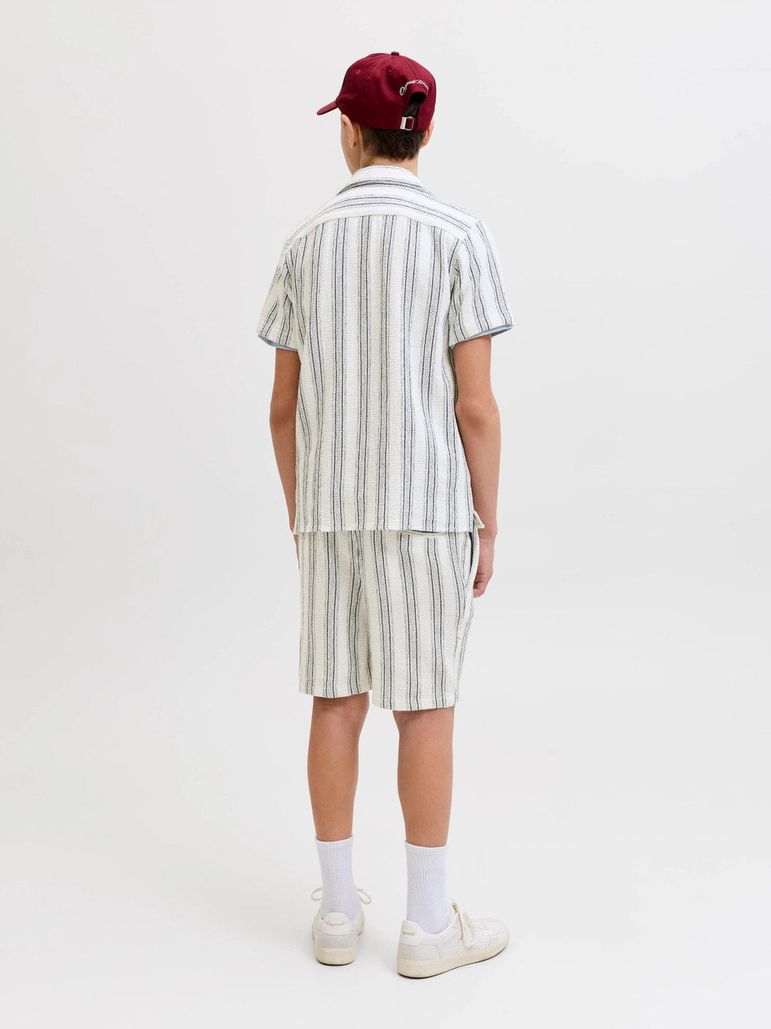 Jack & Jones JR Coba Stripete Resortskjorte - Cloud Dancer for barn - Brobrobrille