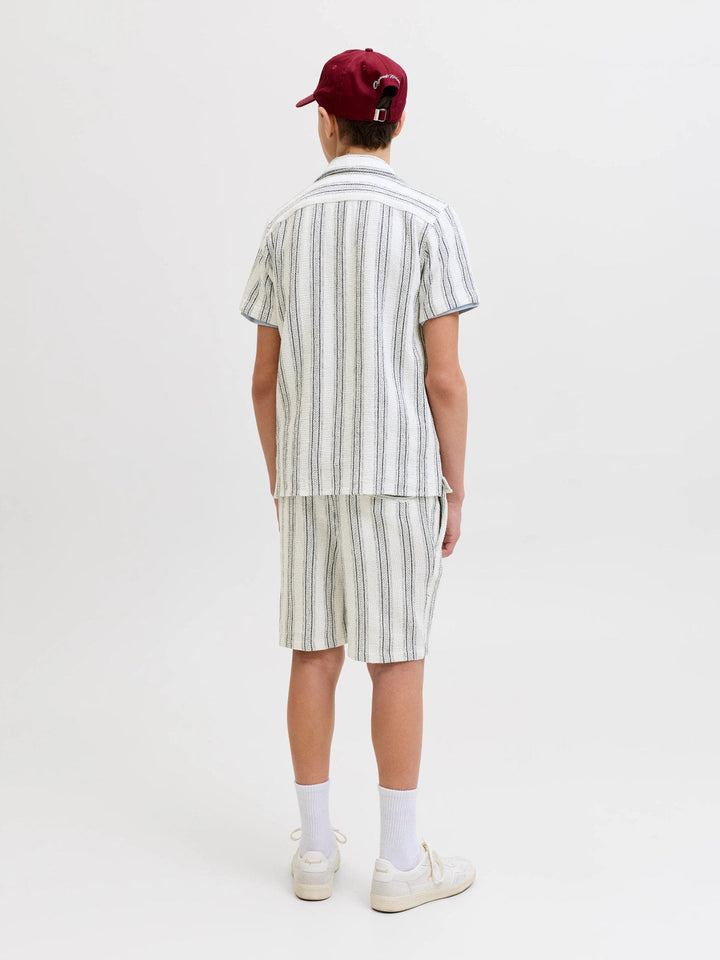 Jack & Jones JR Coba Stripete Resortskjorte - Cloud Dancer for barn - Brobrobrille