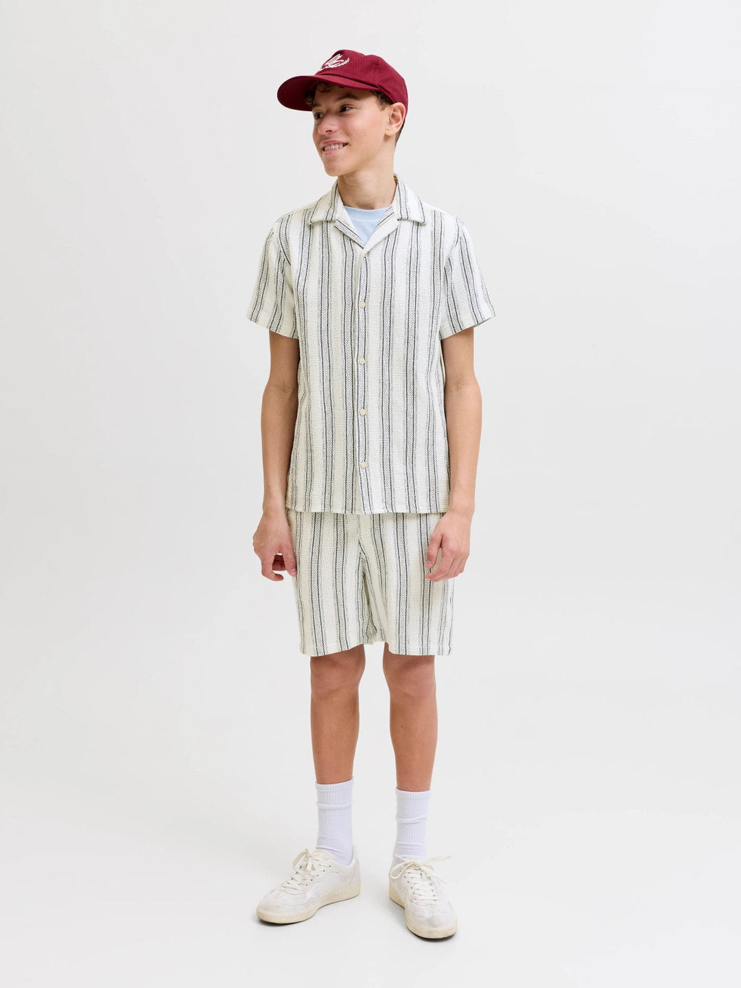 Jack & Jones JR Coba Stripete Resortskjorte - Cloud Dancer for barn - Brobrobrille