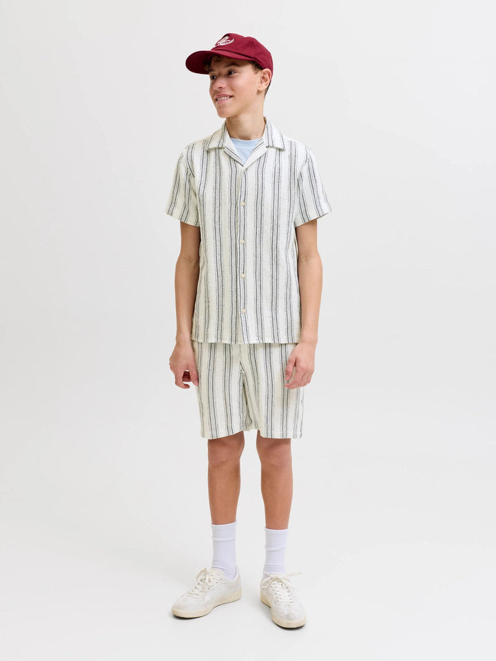 Jack & Jones JR Coba Stripete Resortskjorte - Cloud Dancer for barn - Brobrobrille