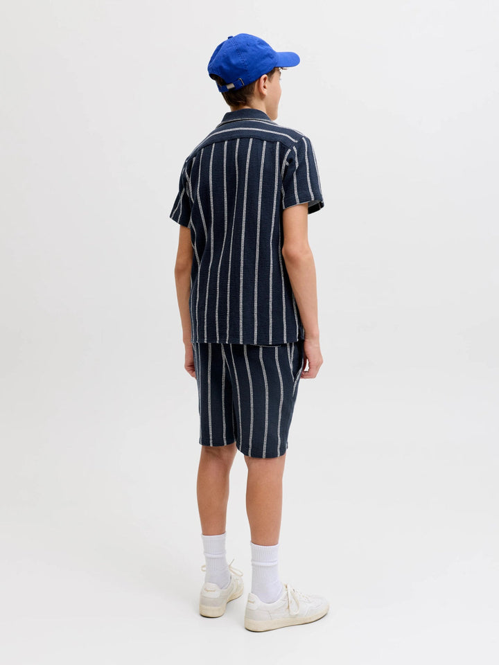 Jack & Jones JR Coba Stripete Resortskjorte - Sky Captain for barn - Brobrobrille