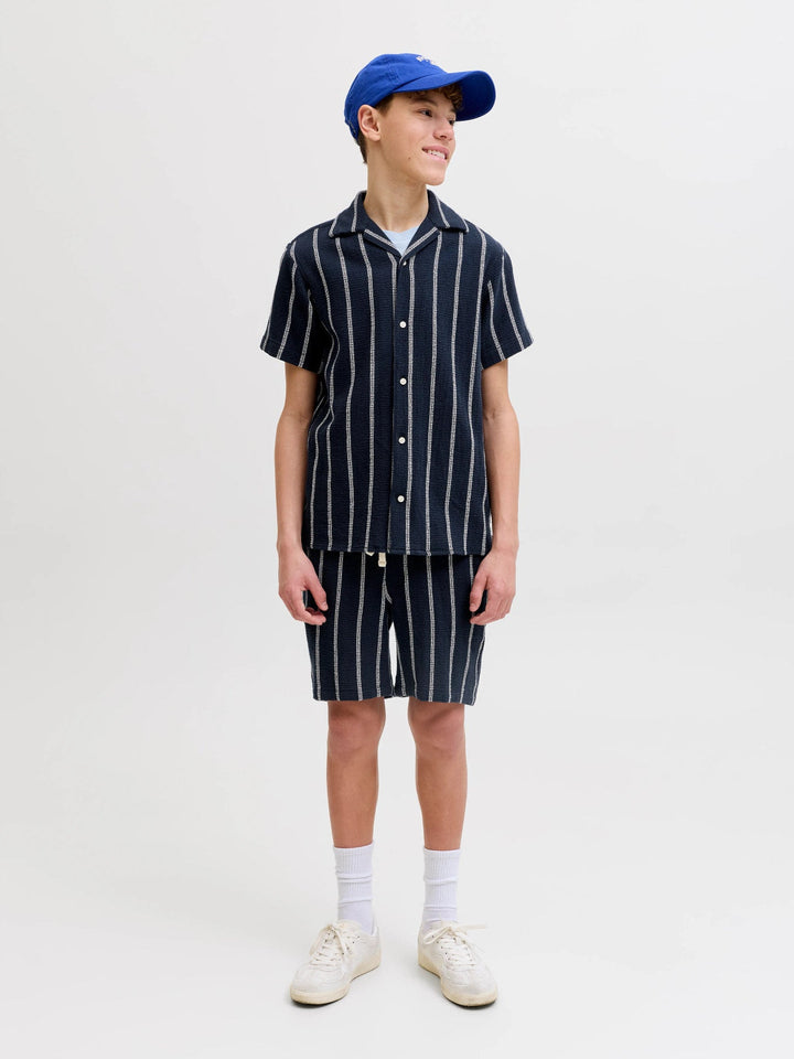Jack & Jones JR Coba Stripete Resortskjorte - Sky Captain for barn - Brobrobrille