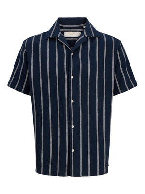 Jack & Jones JR Coba Stripete Resortskjorte - Sky Captain for barn - Brobrobrille