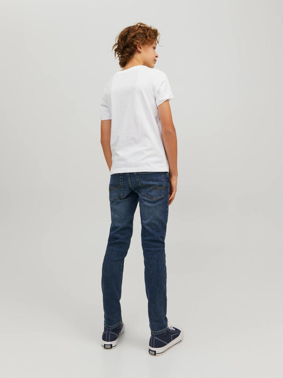 Jack & Jones JR Corp Logo T - skjorte 2 - pk – Navy Blazer / White for barn - Brobrobrille