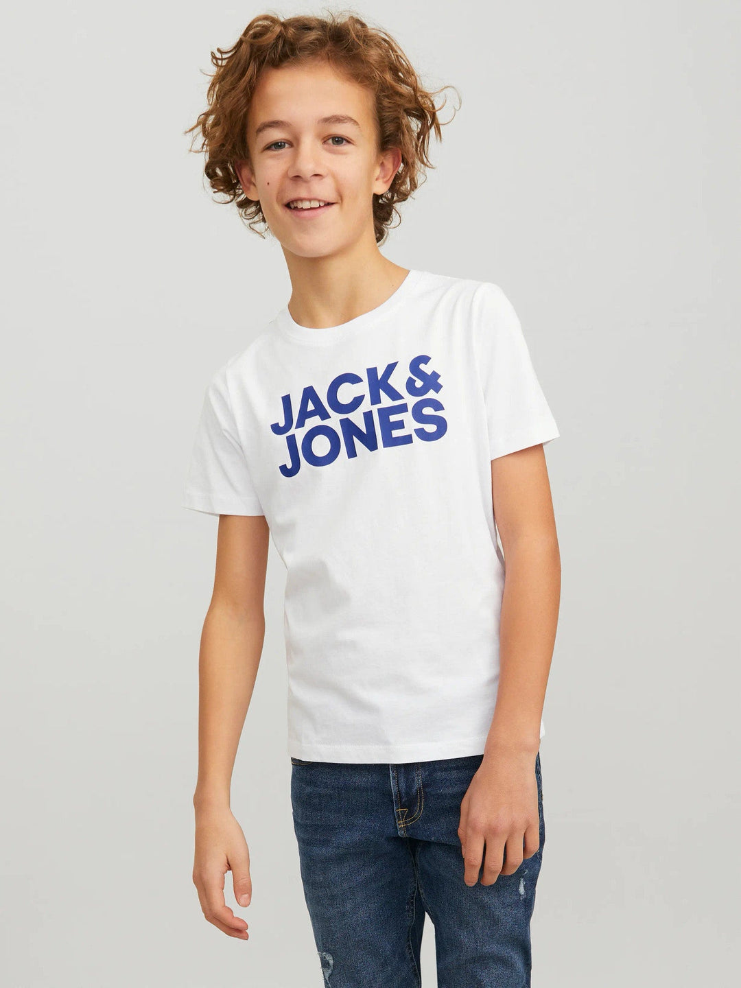 Jack & Jones JR Corp Logo T - skjorte 2 - pk – Navy Blazer / White for barn - Brobrobrille