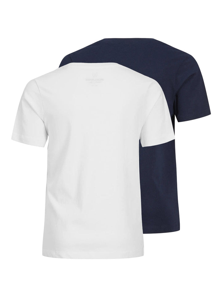 Jack & Jones JR Corp Logo T - skjorte 2 - pk – Navy Blazer / White for barn - Brobrobrille
