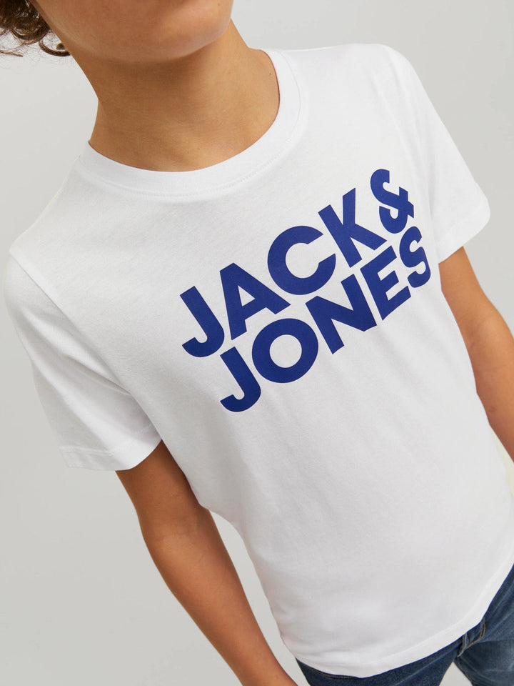 Jack & Jones JR Corp Logo T - skjorte 2 - pk – Navy Blazer / White for barn - Brobrobrille