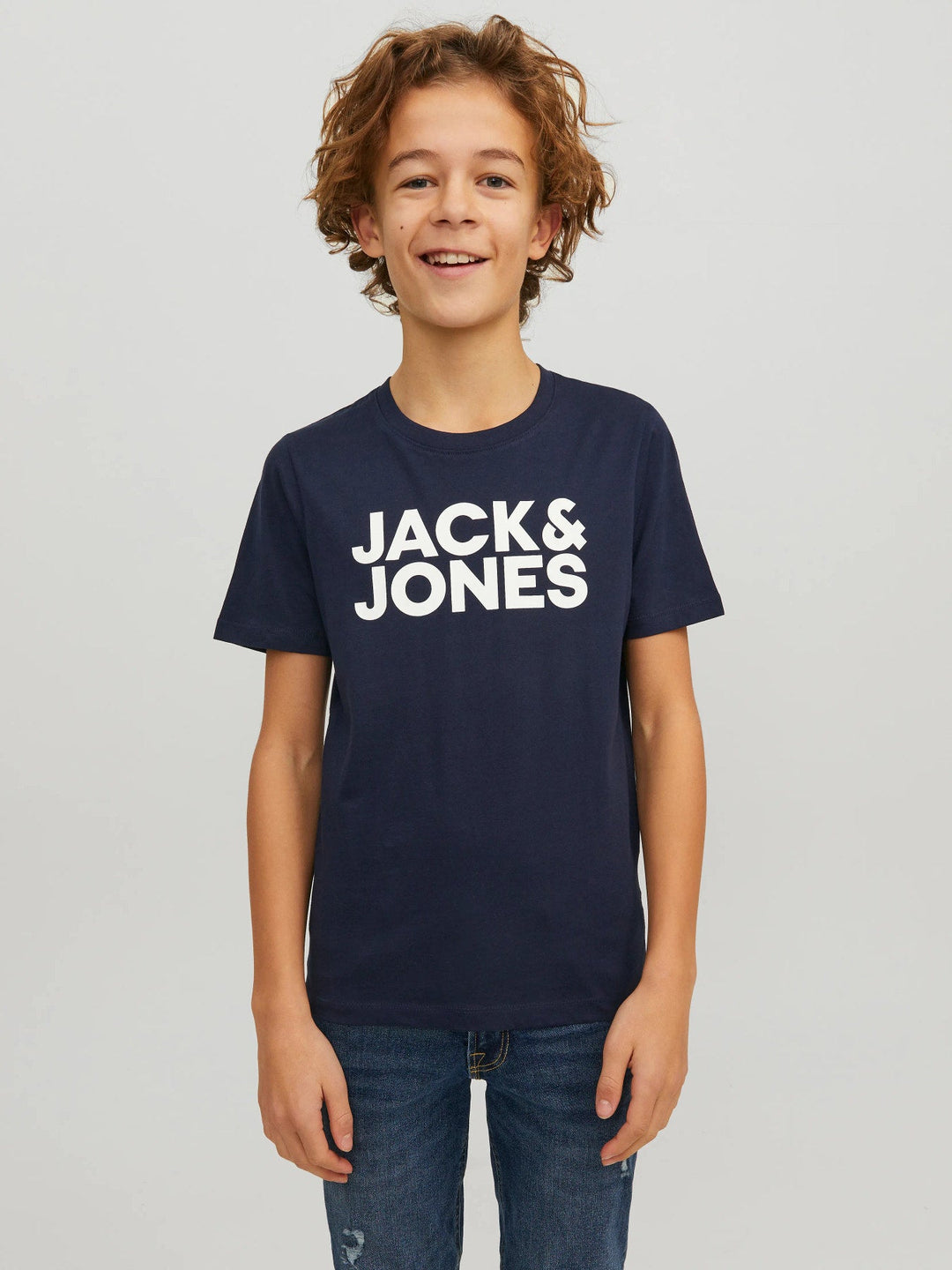 Jack & Jones JR Corp Logo T - skjorte 2 - pk – Navy Blazer / White for barn - Brobrobrille