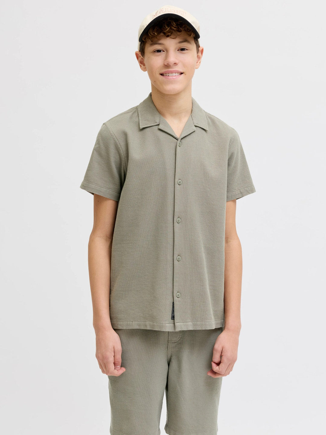 Jack & Jones JR Global Waffle Resort Skjorte - Vetiver for barn - Brobrobrille