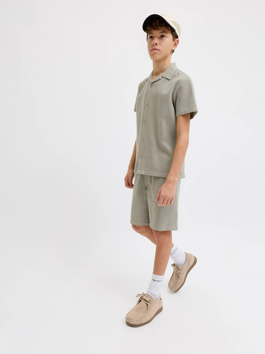 Jack & Jones JR Jaiden Waffle Shorts - Vetiver for barn - Brobrobrille