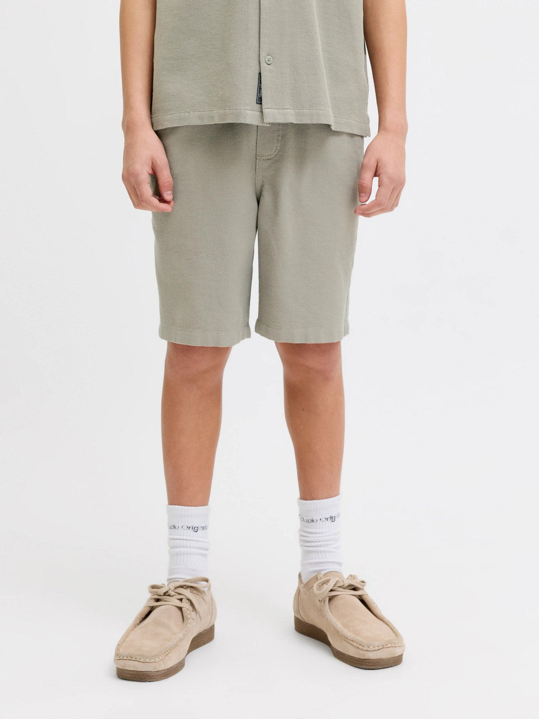Jack & Jones JR Jaiden Waffle Shorts - Vetiver for barn - Brobrobrille