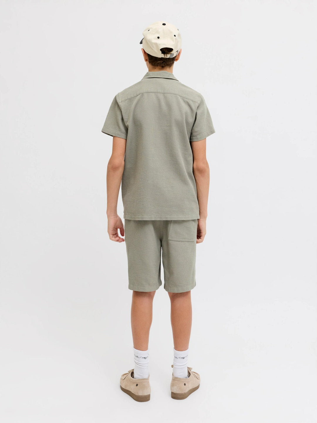 Jack & Jones JR Jaiden Waffle Shorts - Vetiver for barn - Brobrobrille