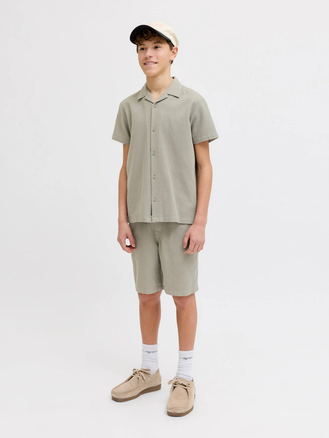 Jack & Jones JR Jaiden Waffle Shorts - Vetiver for barn - Brobrobrille