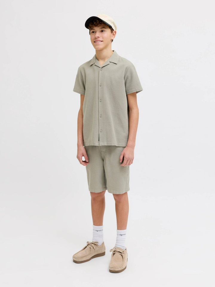 Jack & Jones JR Jaiden Waffle Shorts - Vetiver for barn - Brobrobrille
