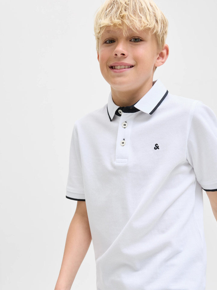 Jack & Jones JR Paulos Polo T - skjorte - White for barn - Brobrobrille