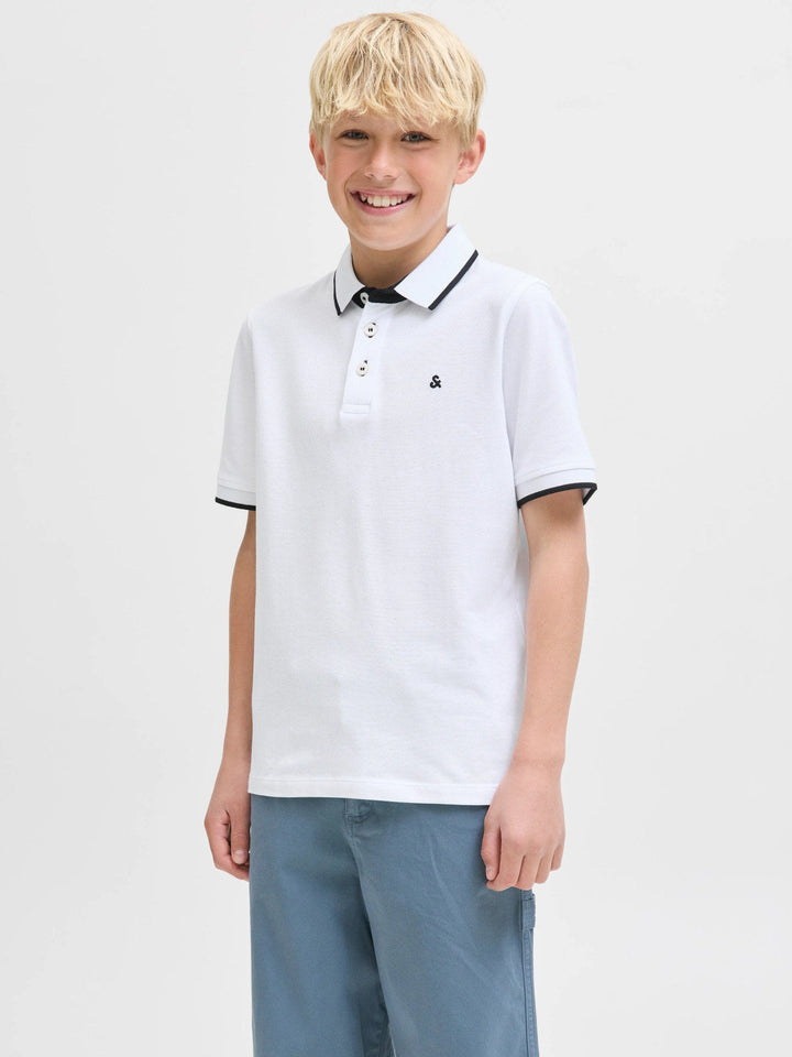 Jack & Jones JR Paulos Polo T - skjorte - White for barn - Brobrobrille