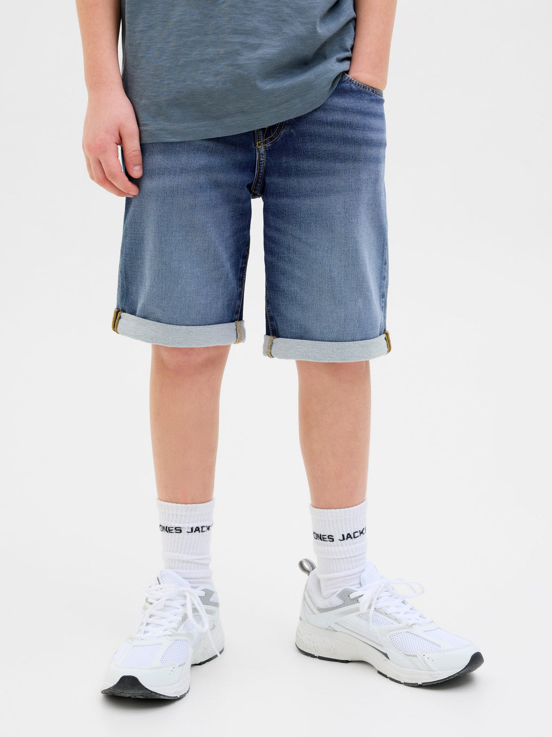 Jack & Jones JR Rick JJIcon Denimshorts - Blue Denim for barn - Brobrobrille