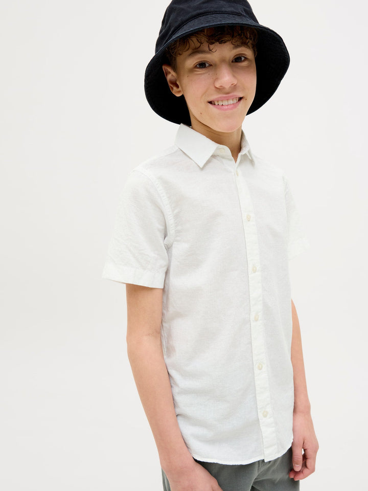 Jack & Jones Junior Breeze linskjorte med korte ermer – Hvit for barn - Brobrobrille