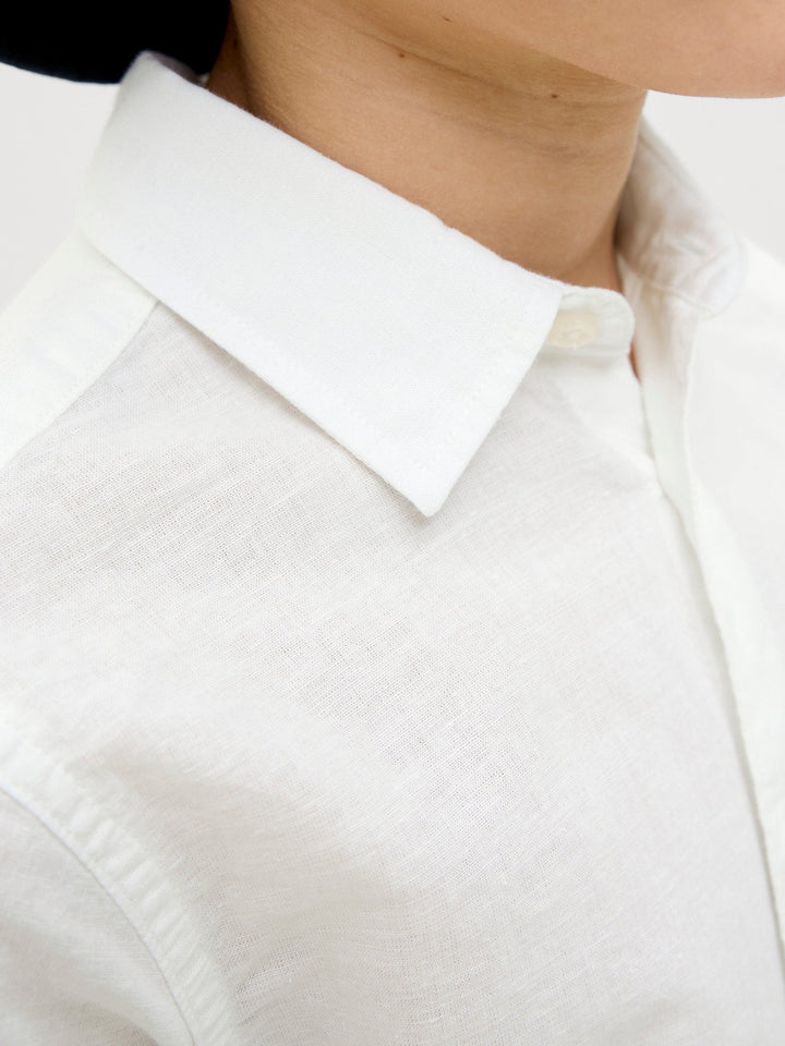 Jack & Jones Junior Breeze linskjorte med korte ermer – Hvit for barn - Brobrobrille