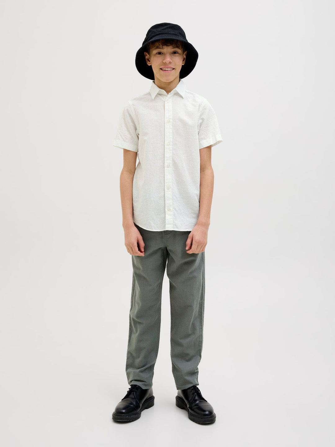 Jack & Jones Junior Breeze linskjorte med korte ermer – Hvit for barn - Brobrobrille