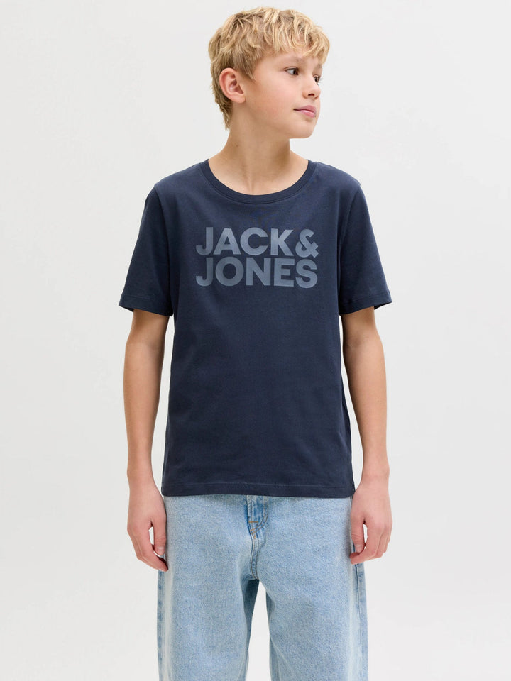 Jack & Jones Junior Corp Logo T - skjorte 2 - pk - Black Tonal / Navy Blazer for barn - Brobrobrille