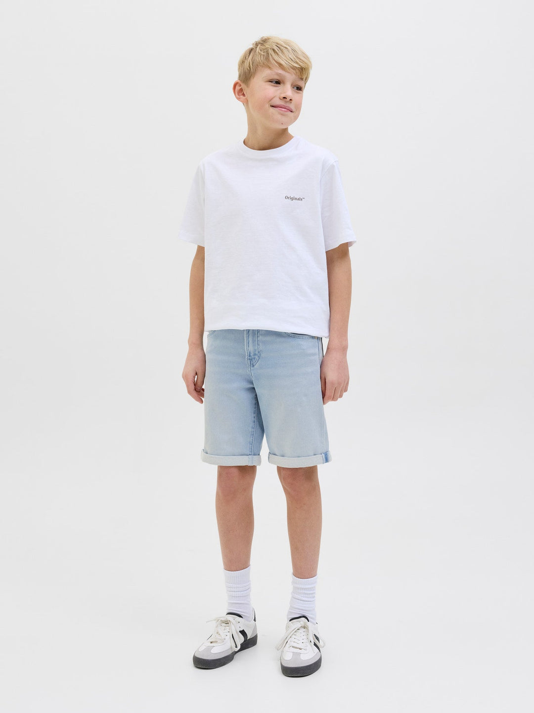 Jack & Jones Junior Rick denimshorts med stretch – Blue Denim for barn - Brobrobrille