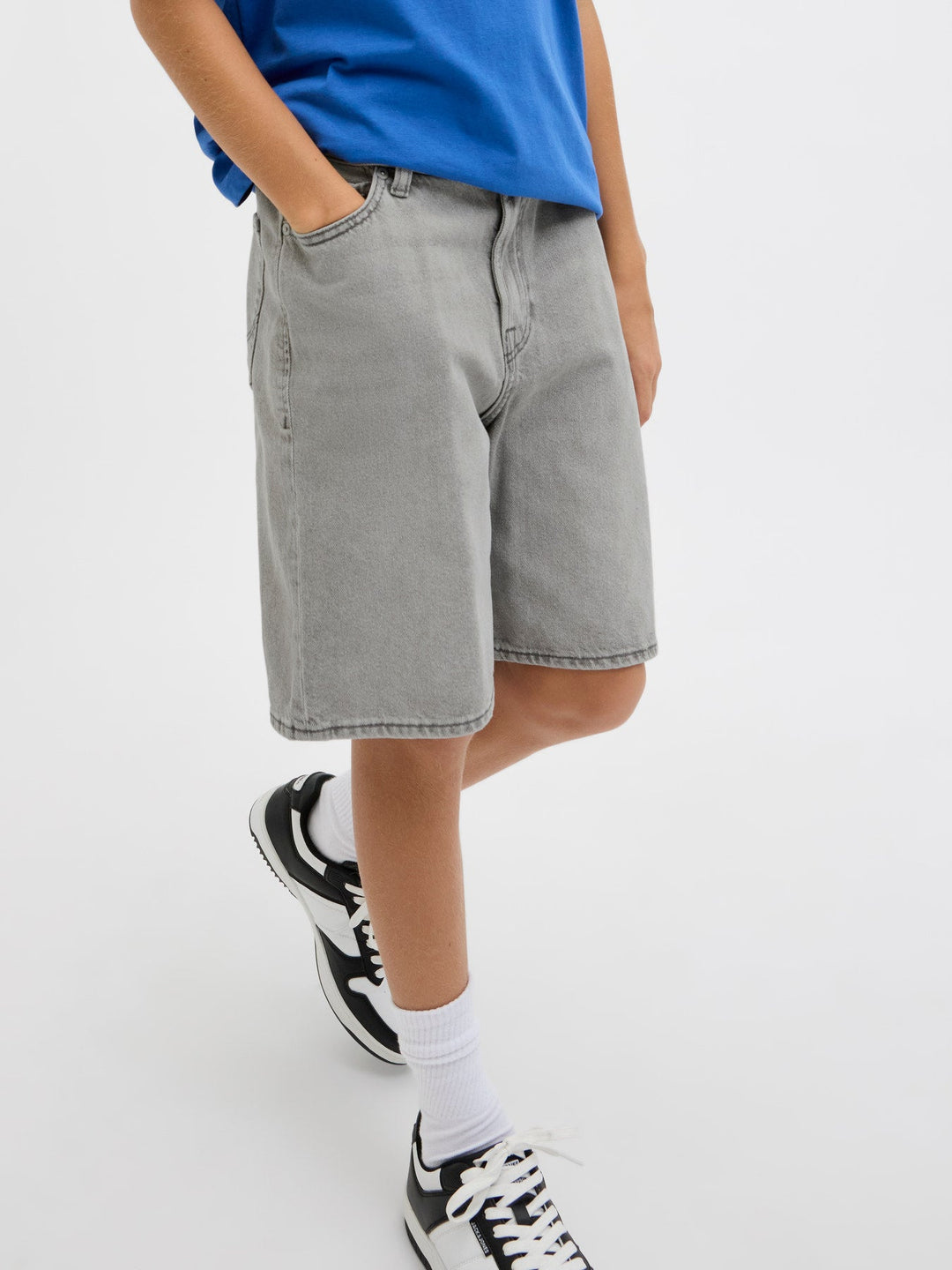 Jack & Jones Junior Tony denimshorts med elastisk liv – Grey Denim for barn - Brobrobrille