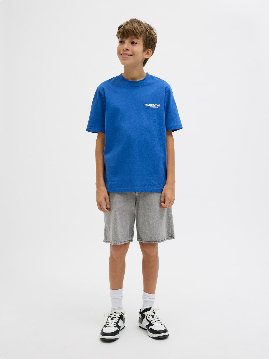 Jack & Jones Junior Tony denimshorts med elastisk liv – Grey Denim for barn - Brobrobrille