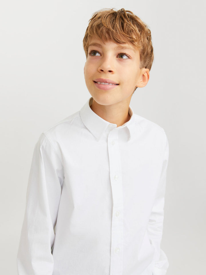 Jack&Jones Junior Axel stretchskjorte – White for barn - Brobrobrille