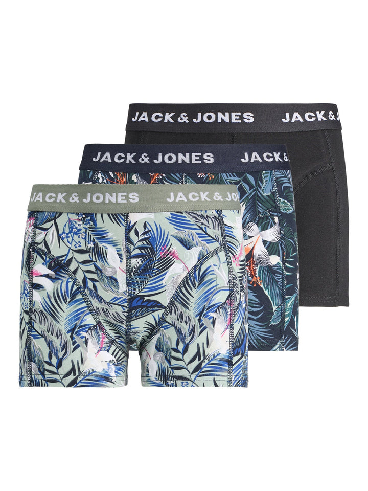 Jack&Jones Junior Brady 3 - pakning boksershorts med blomster – Sky Captain for barn - Brobrobrille