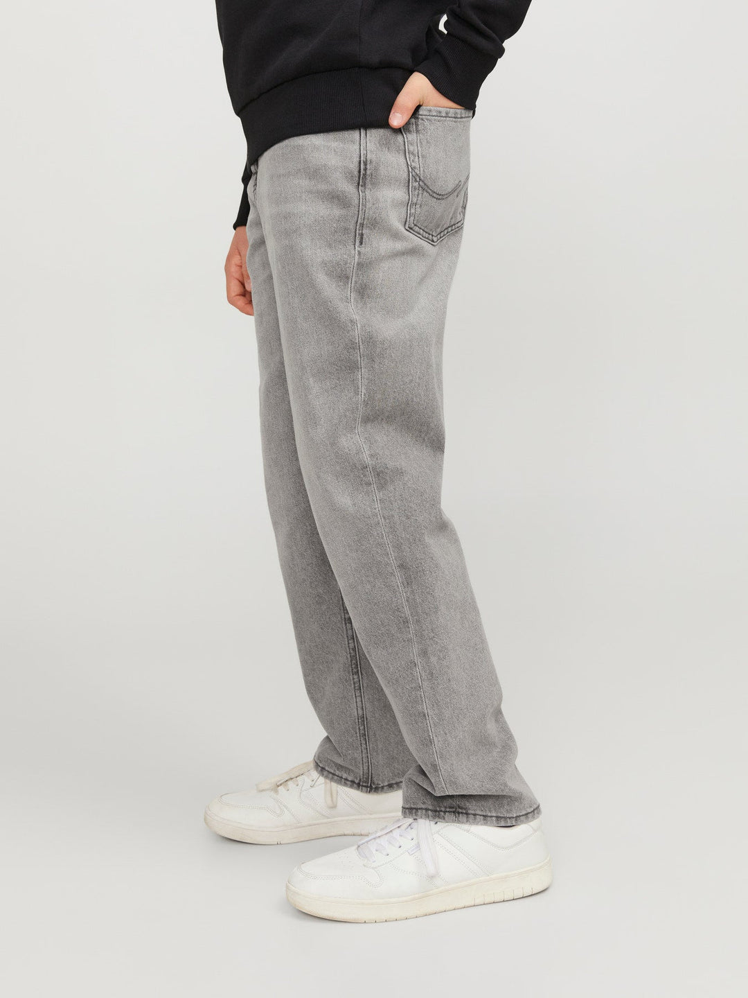 Jack&Jones Junior Chris jeans i grå bomullsdenim – Grey Denim for barn - Brobrobrille