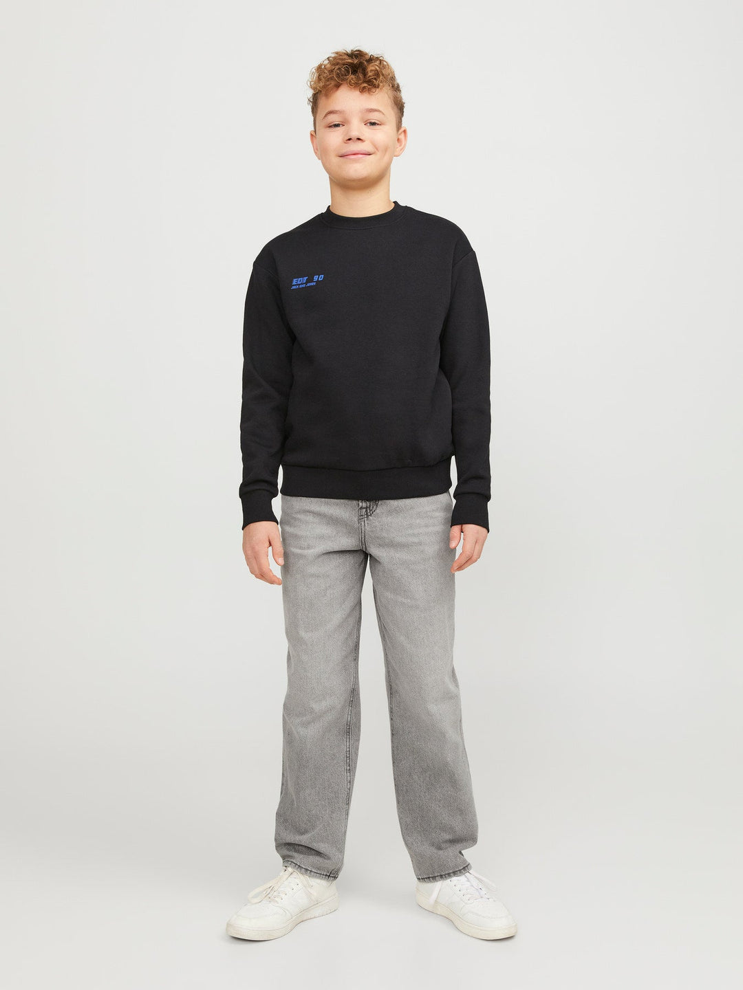 Jack&Jones Junior Chris jeans i grå bomullsdenim – Grey Denim for barn - Brobrobrille