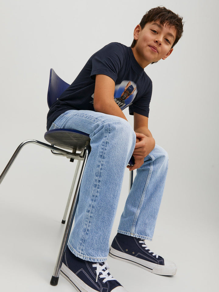 Jack&Jones Junior Chris jeans med stretch – Blue Denim for barn - Brobrobrille